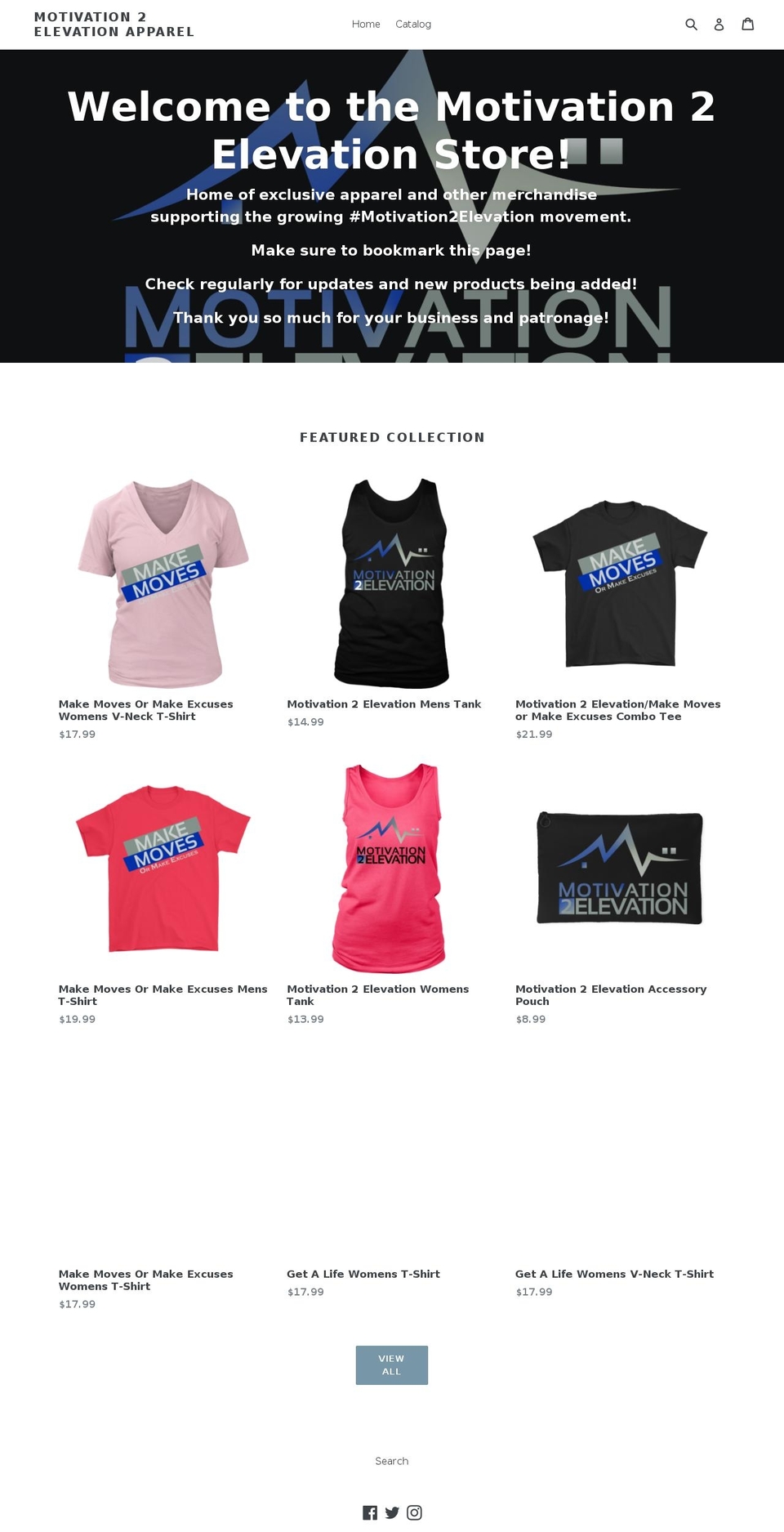 motivation2elevation.com — Shopify storefront screenshot