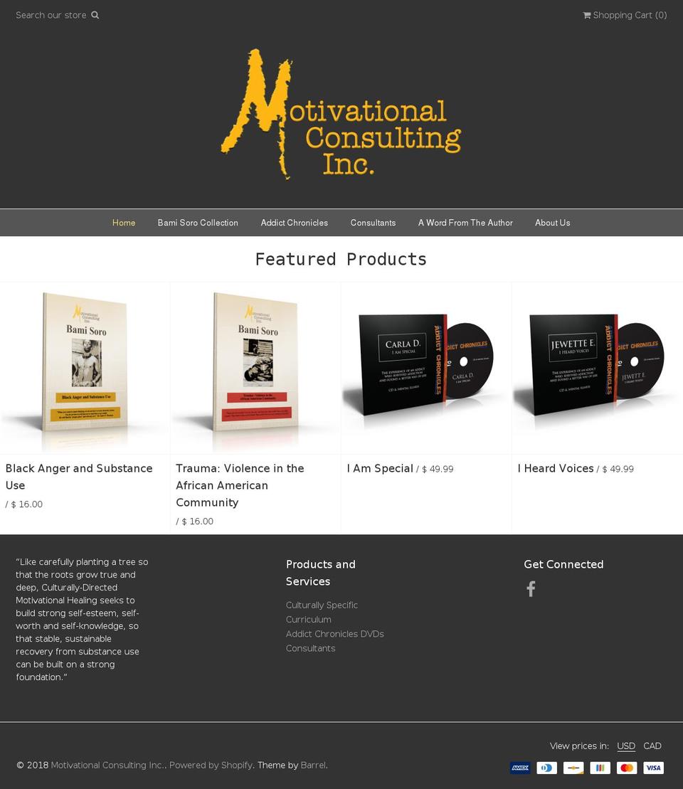 motivationalconsultinginc.com — Shopify storefront screenshot