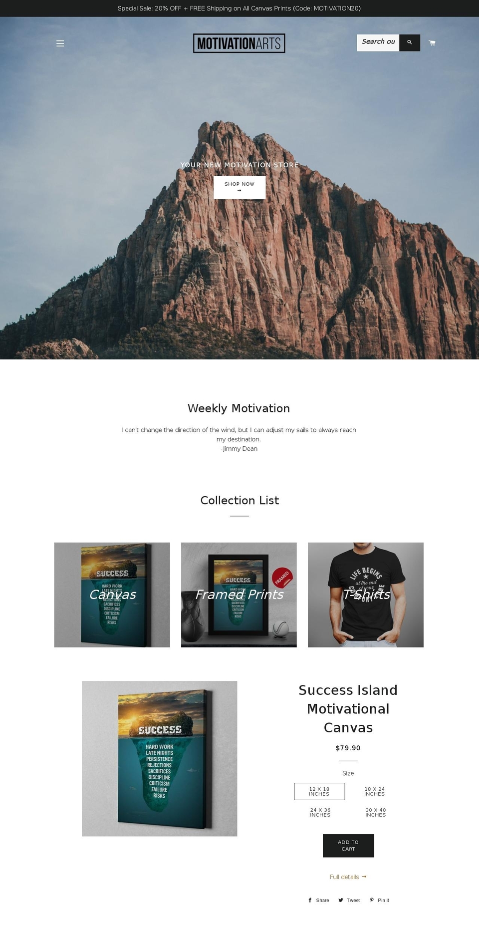 motivationarts.com — Shopify storefront screenshot