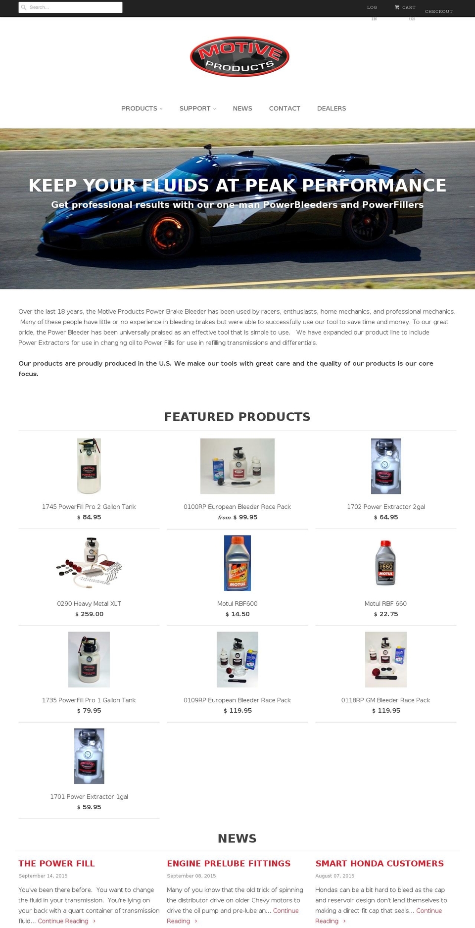 Parallax Shopify theme site example motiveproducts.com