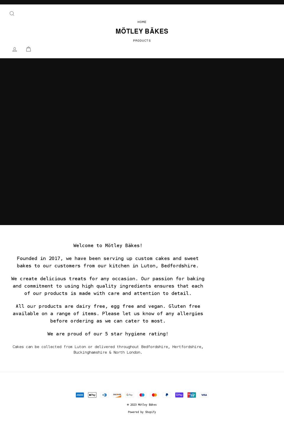 motleybakes.net shopify website screenshot