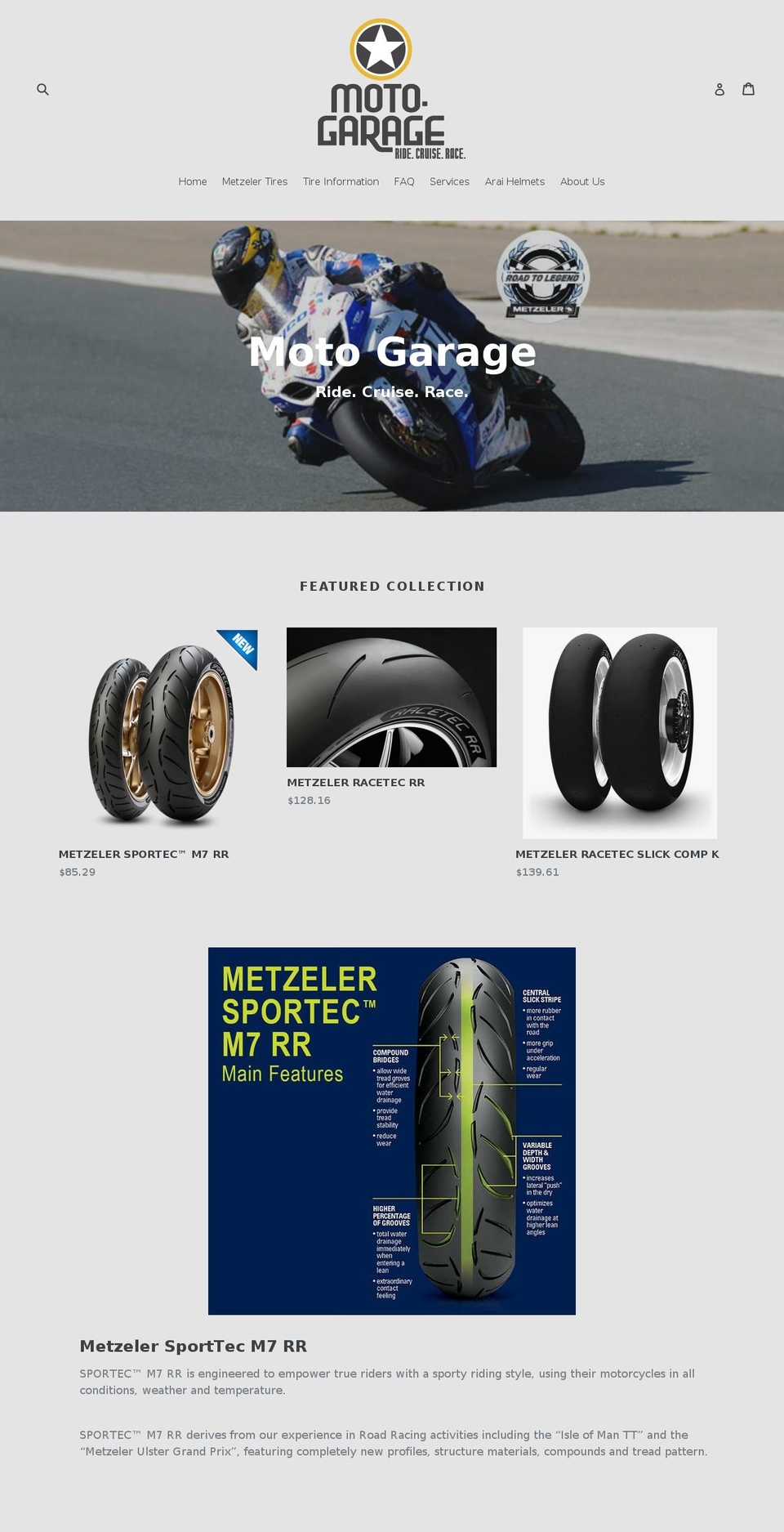 moto-garage.com shopify website screenshot