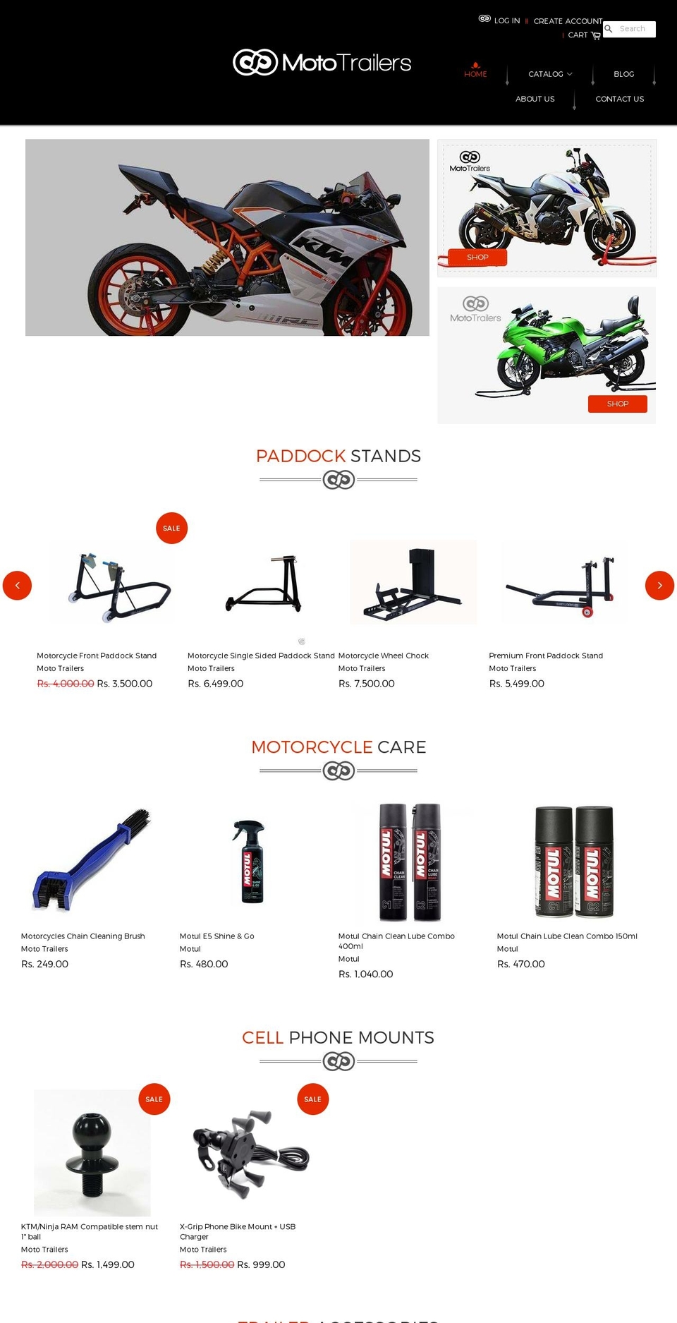 moto-trailers.com shopify website screenshot