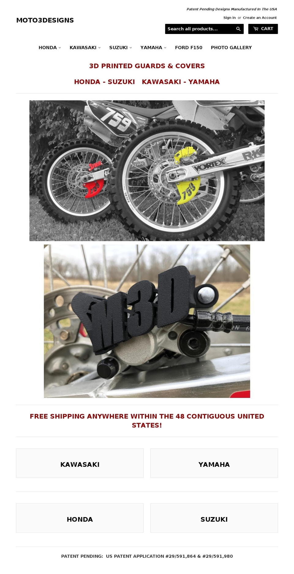 moto3designs.com — Shopify storefront screenshot