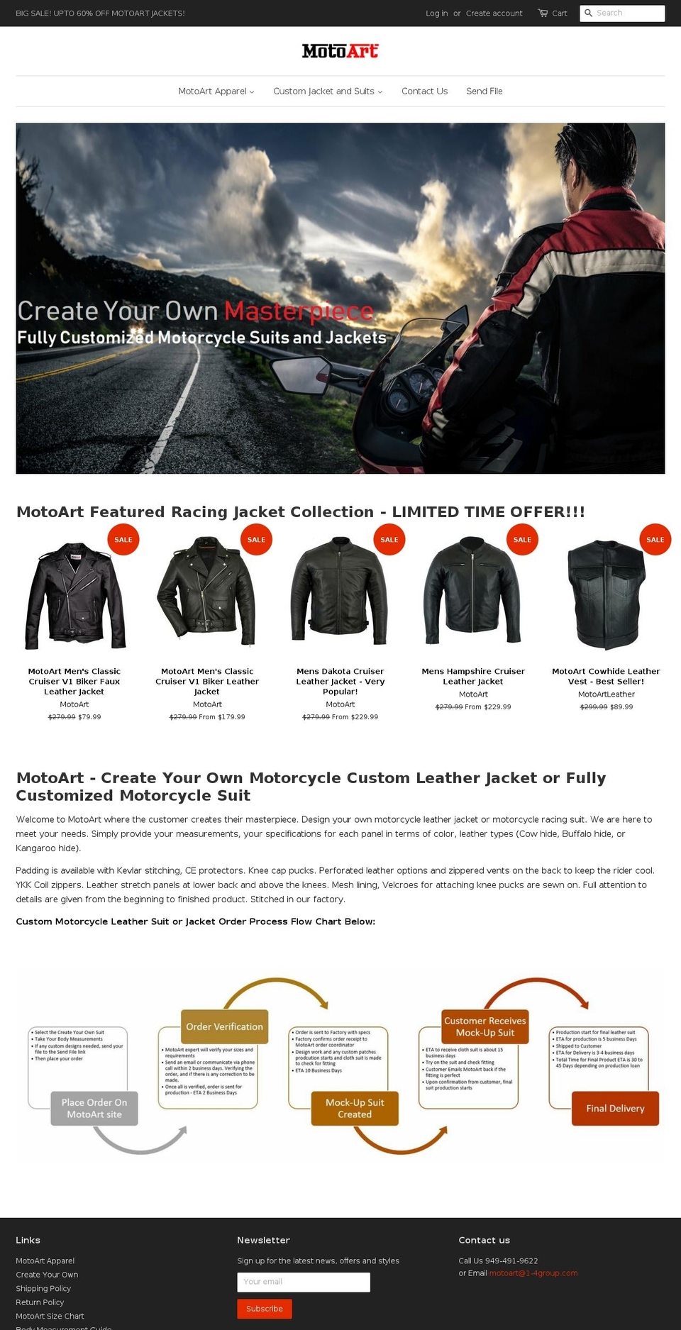 motoartleather.com shopify website screenshot