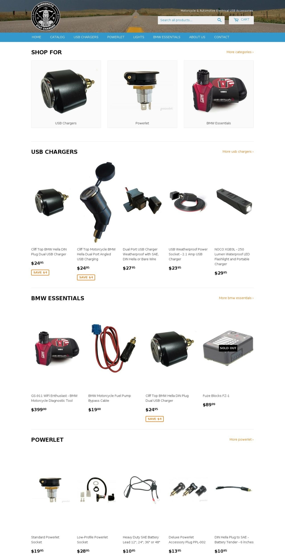 motoburns.com — Shopify storefront screenshot