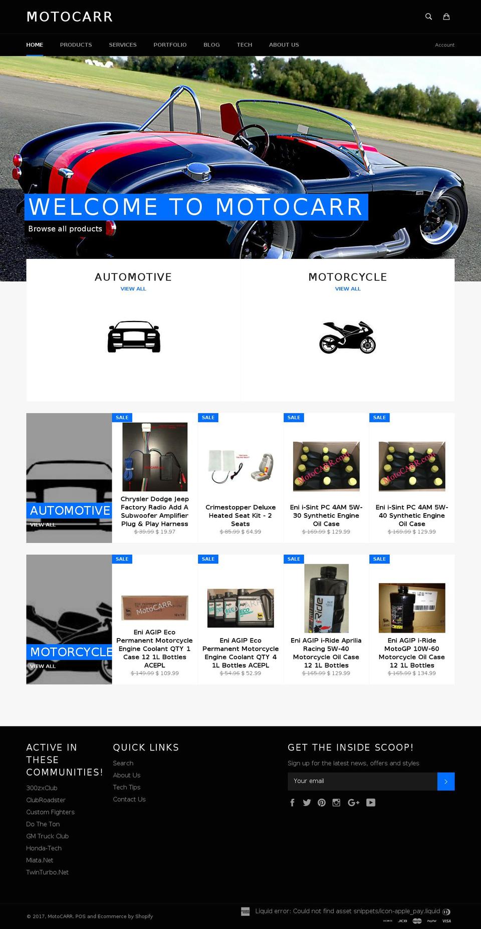 motocarr.com shopify website screenshot