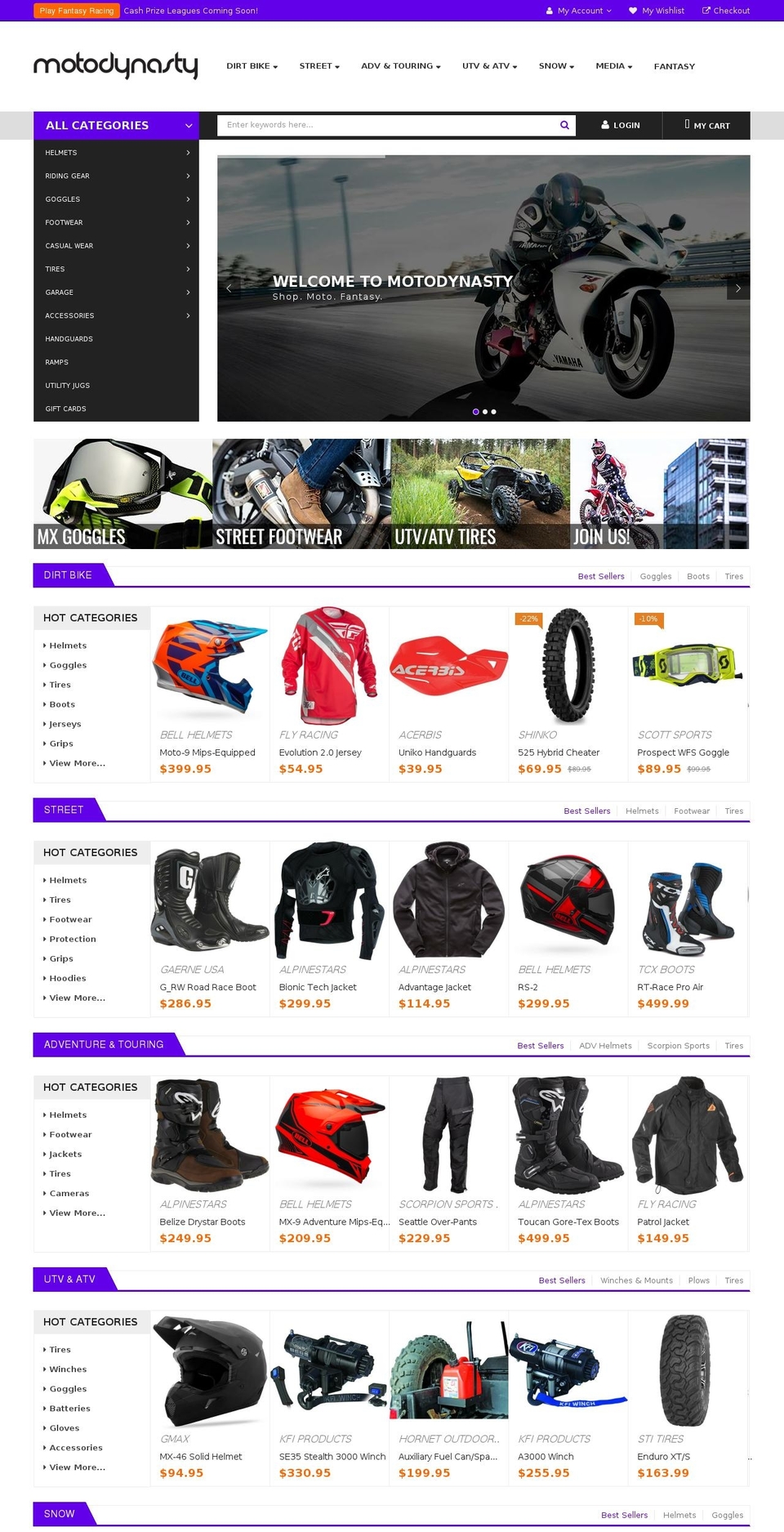 motodynasty.com shopify website screenshot