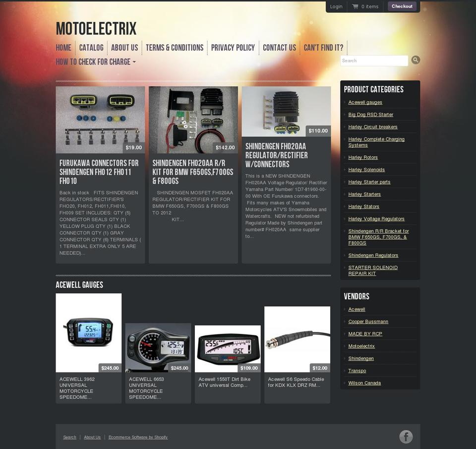 motoelectrix.com shopify website screenshot
