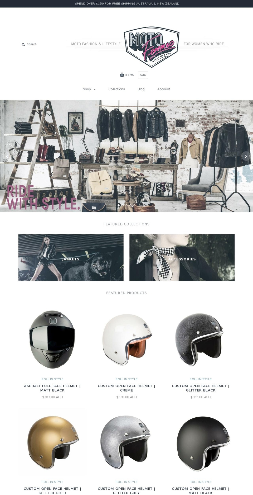 motofemmes.com.au shopify website screenshot