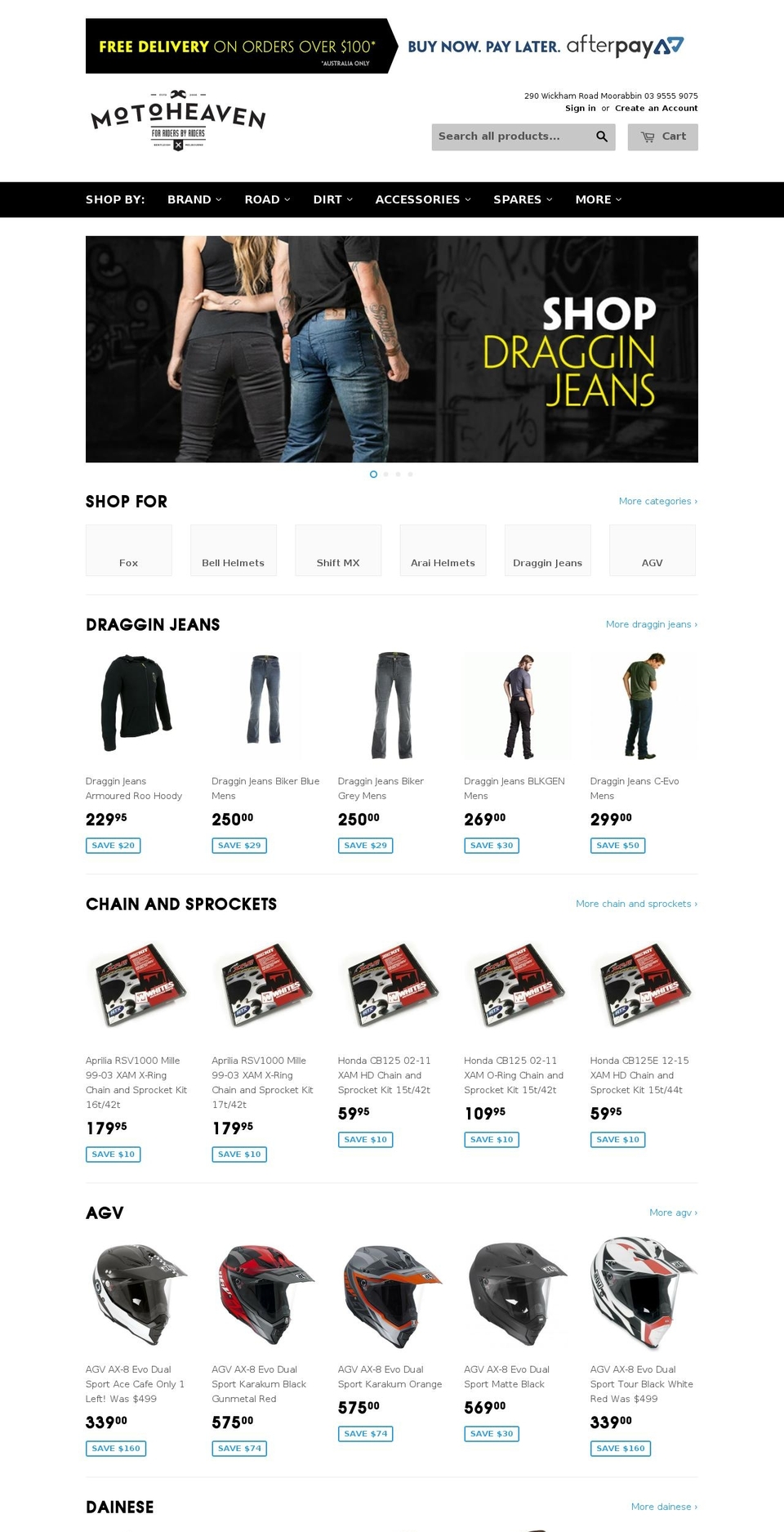 motoheaven.com.au shopify website screenshot