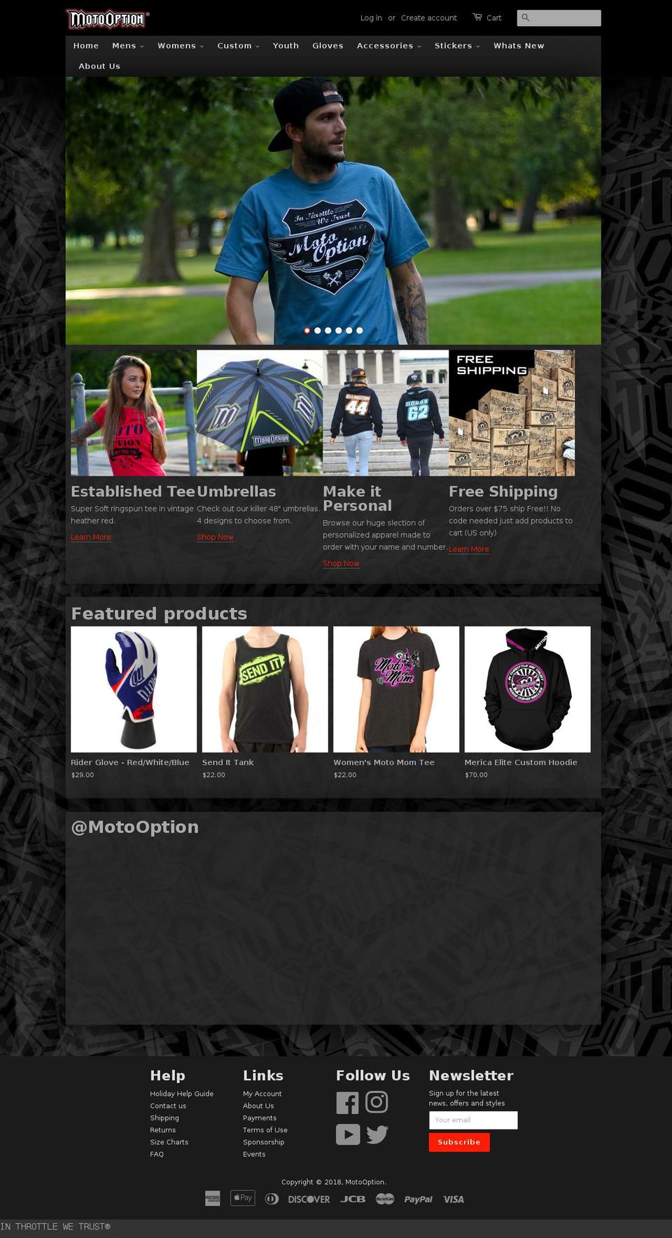 motooptiononline.com — Shopify storefront screenshot