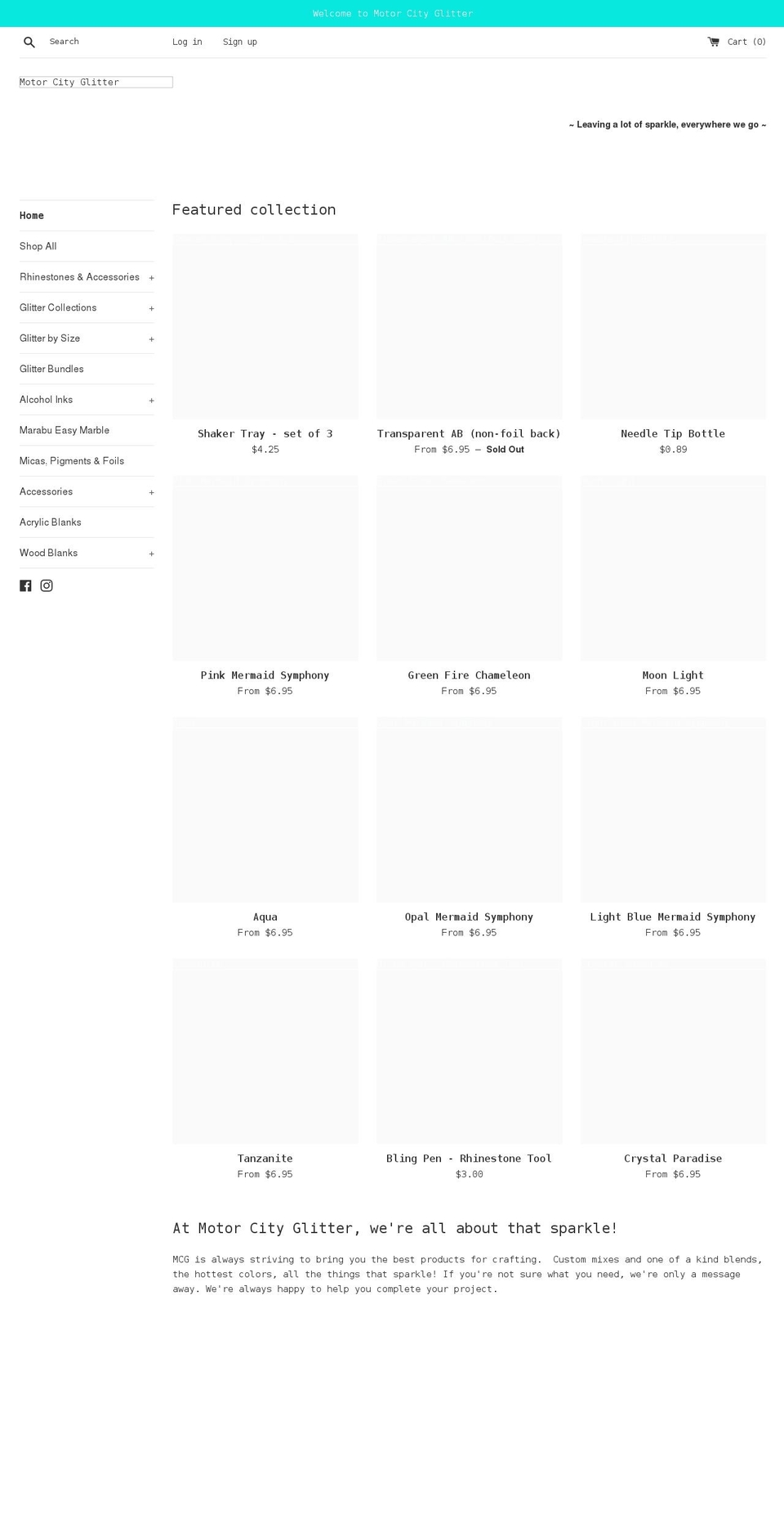 motorcityglitter.com shopify website screenshot