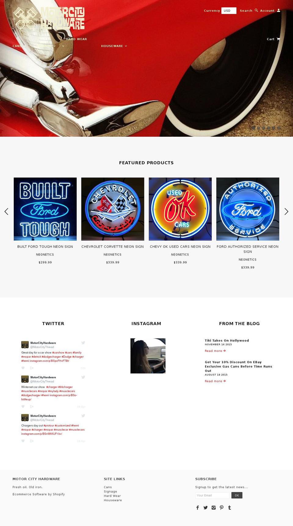 motorcityhardware.net shopify website screenshot