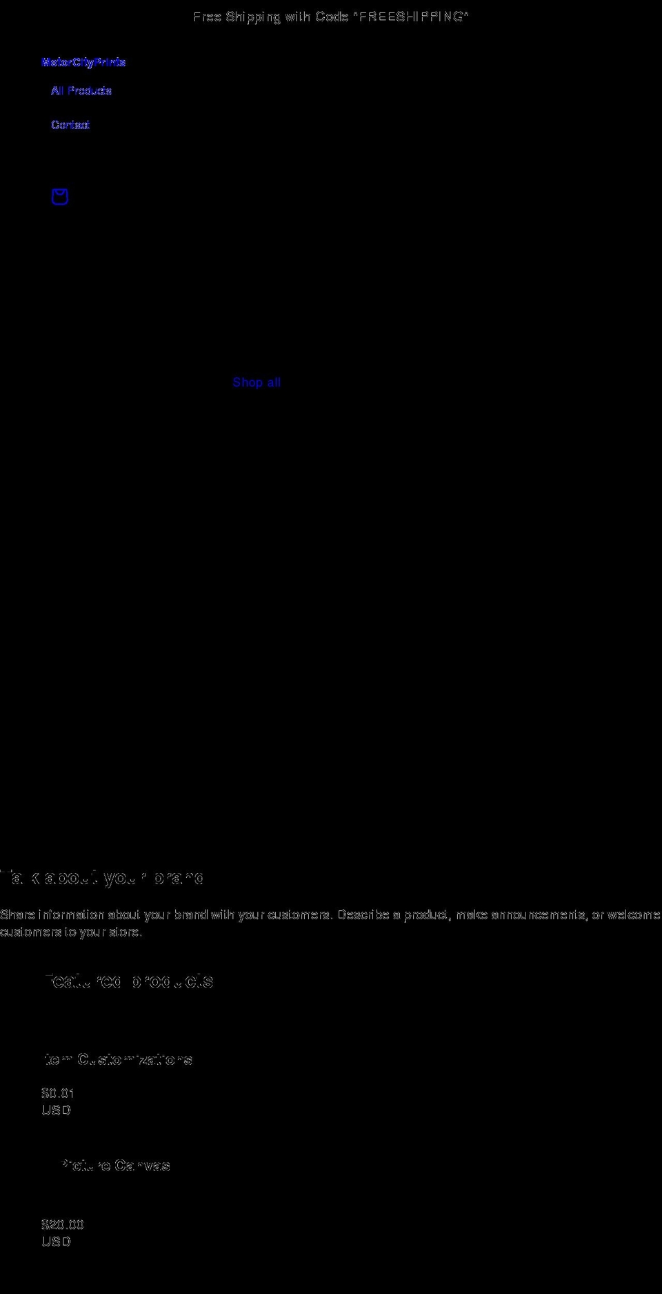 motorcityprints.com shopify website screenshot