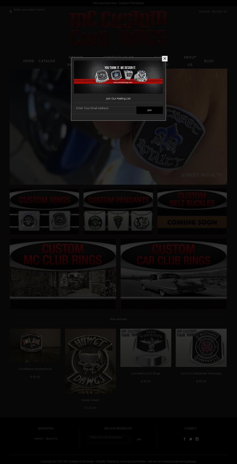 motorcycleclubjewelry.com shopify website screenshot