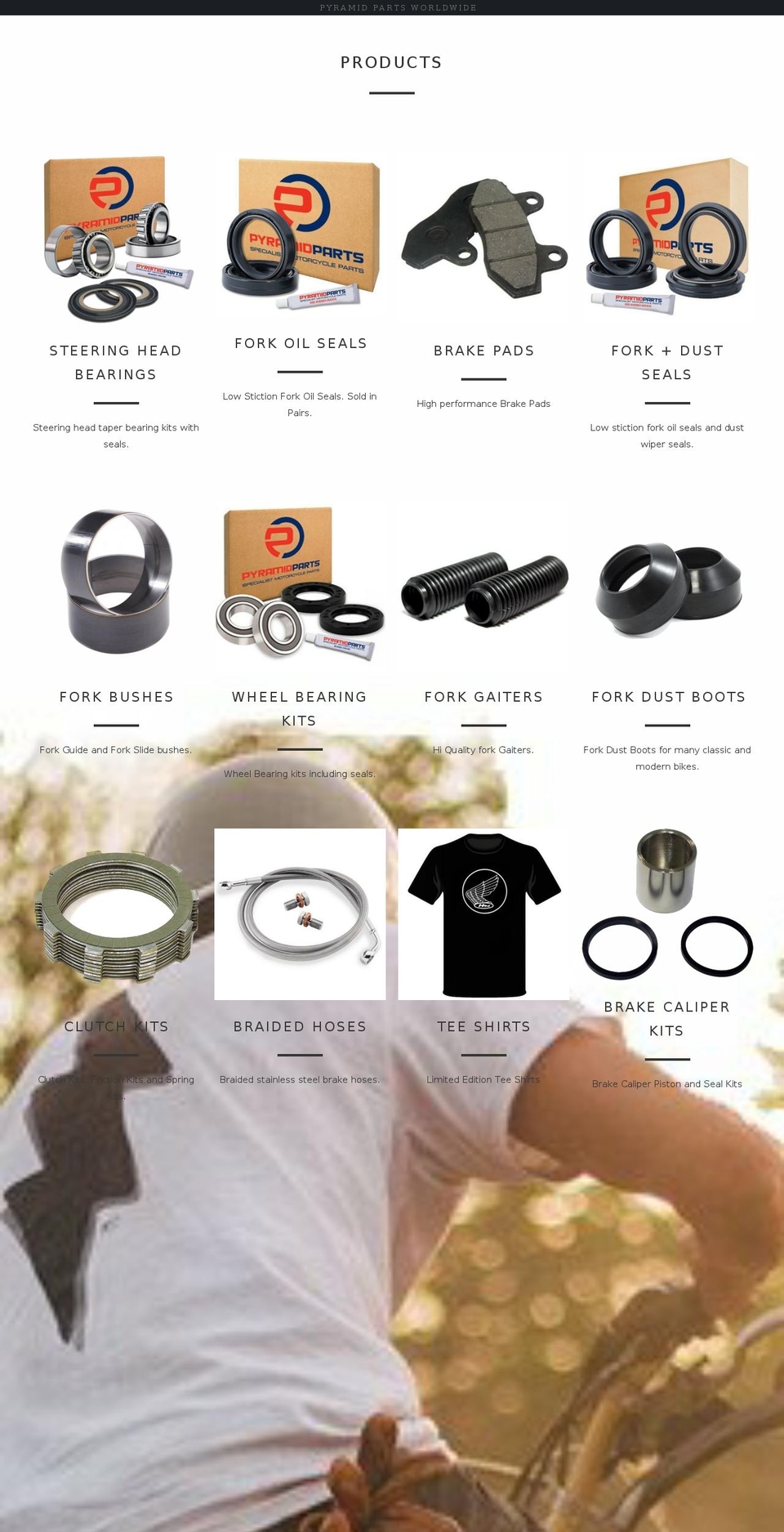 motorcycleforkseals.com shopify website screenshot