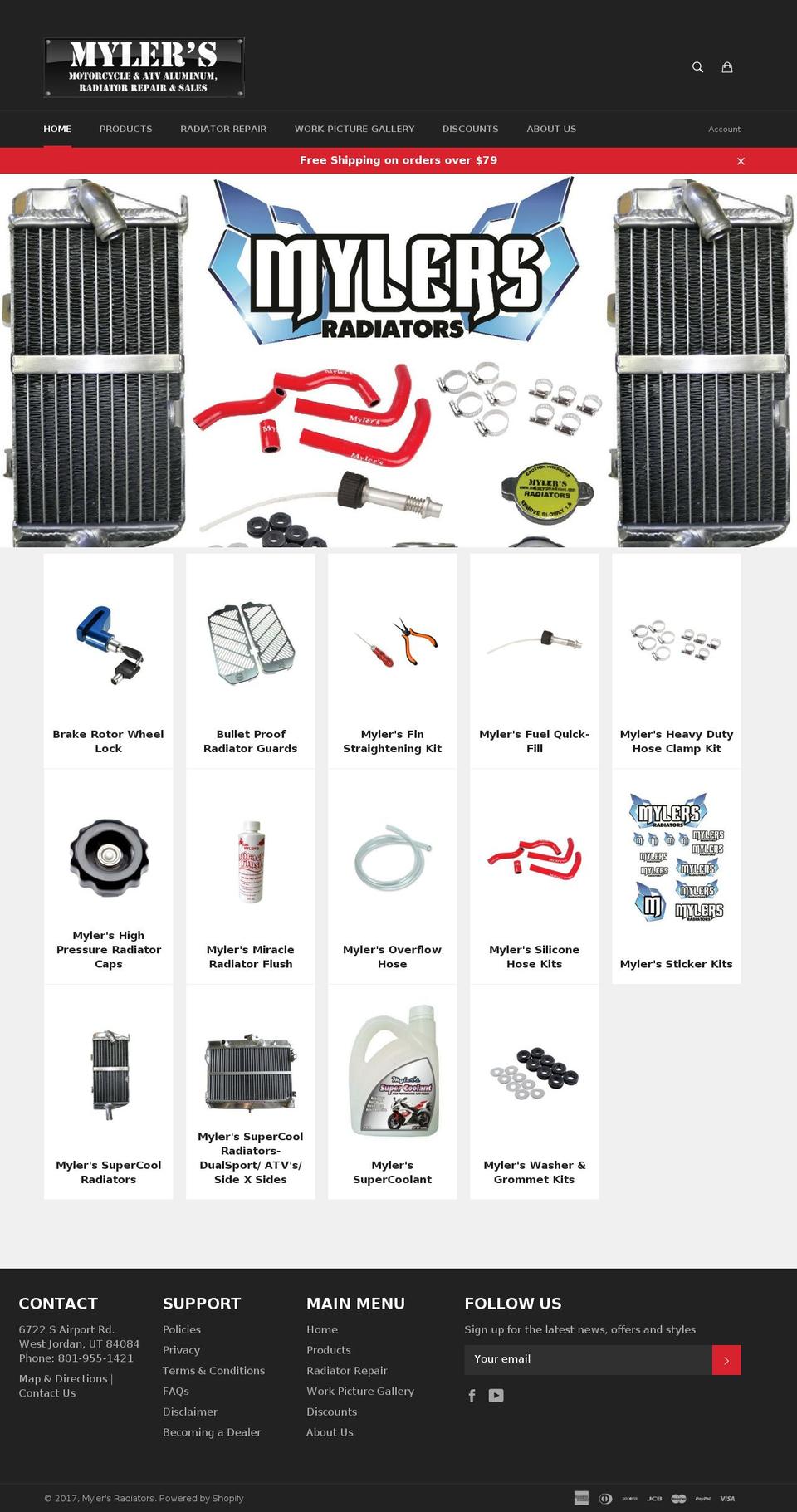 motorcycleradiators.com shopify website screenshot