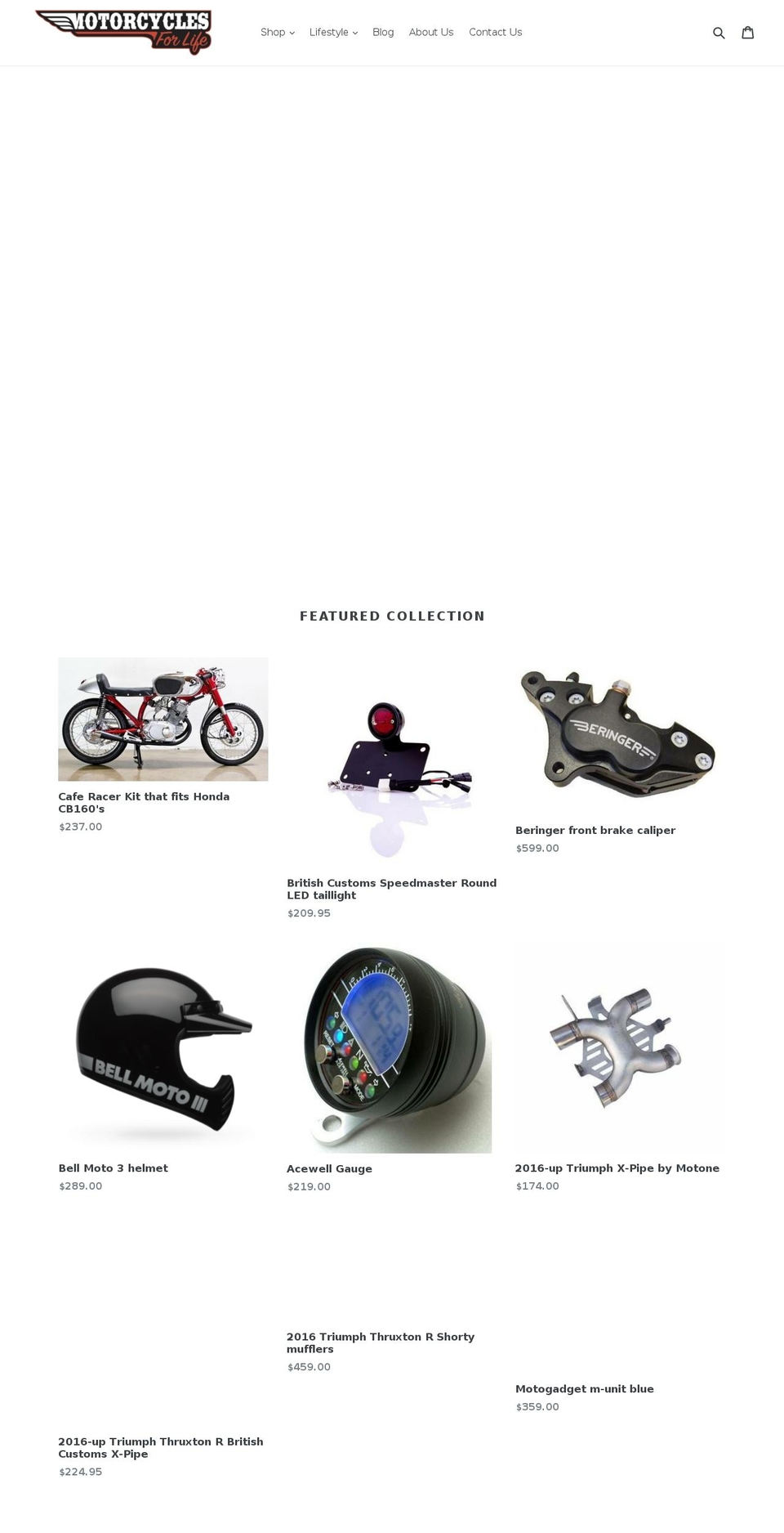 motorcyclesforlife.com shopify website screenshot