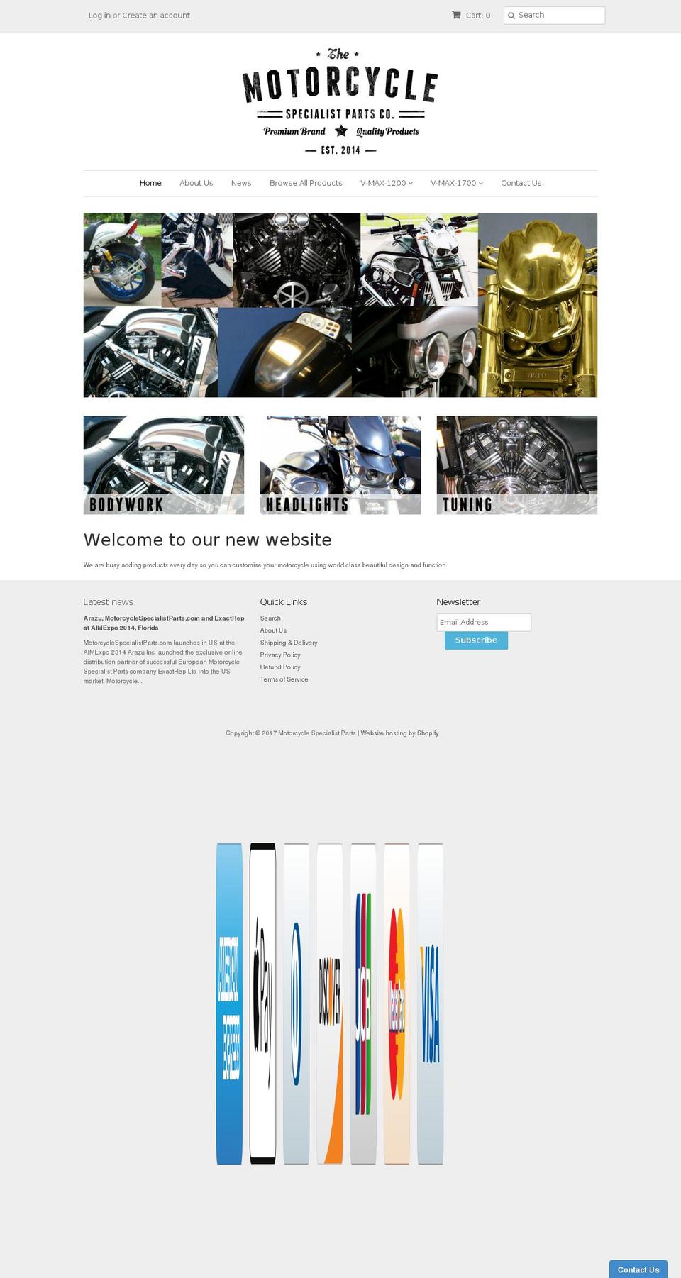 motorcyclespecialistparts.com shopify website screenshot