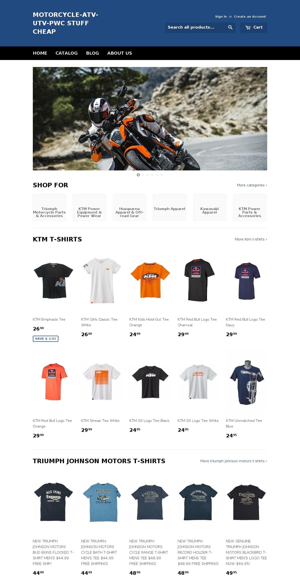 motorcyclestuffcheap.com shopify website screenshot