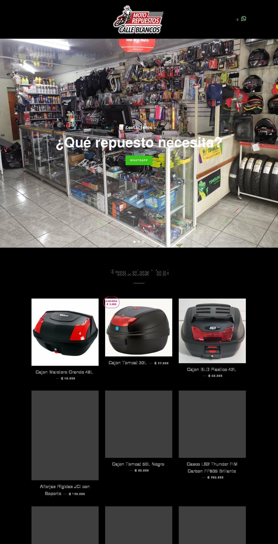 motorepuestoscalleblancos.com shopify website screenshot