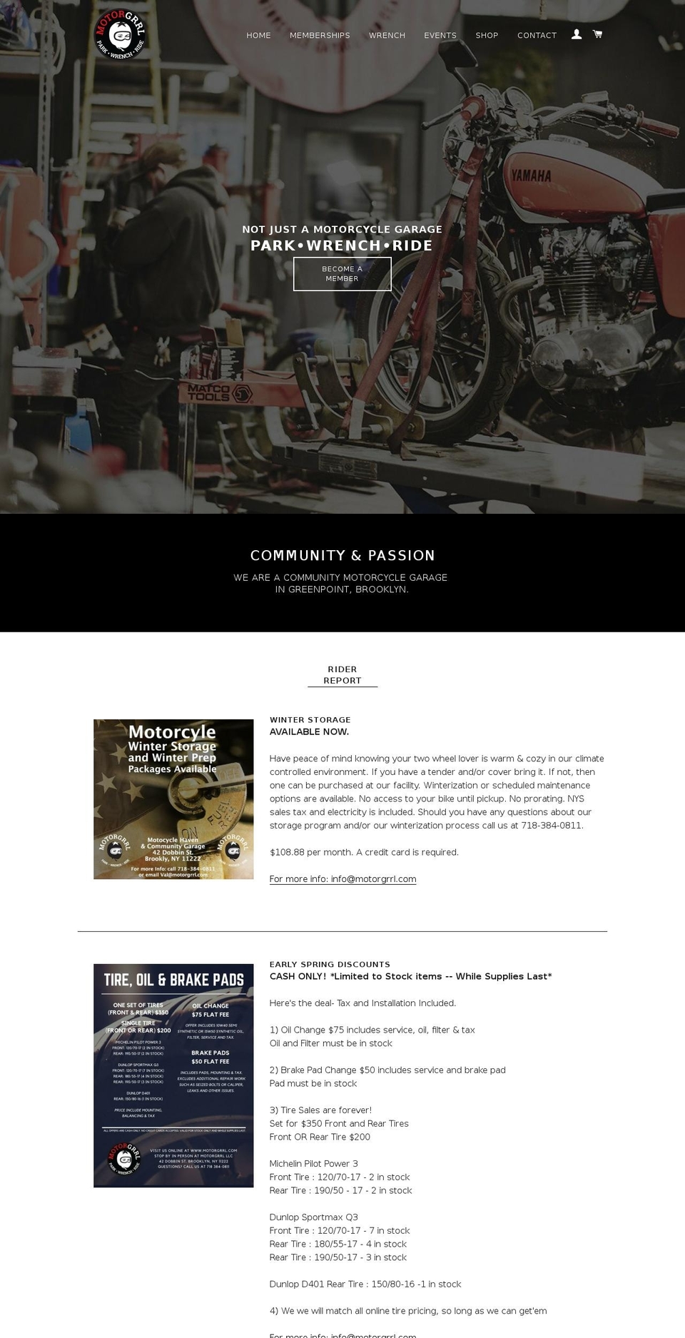 motorgrrl.com shopify website screenshot