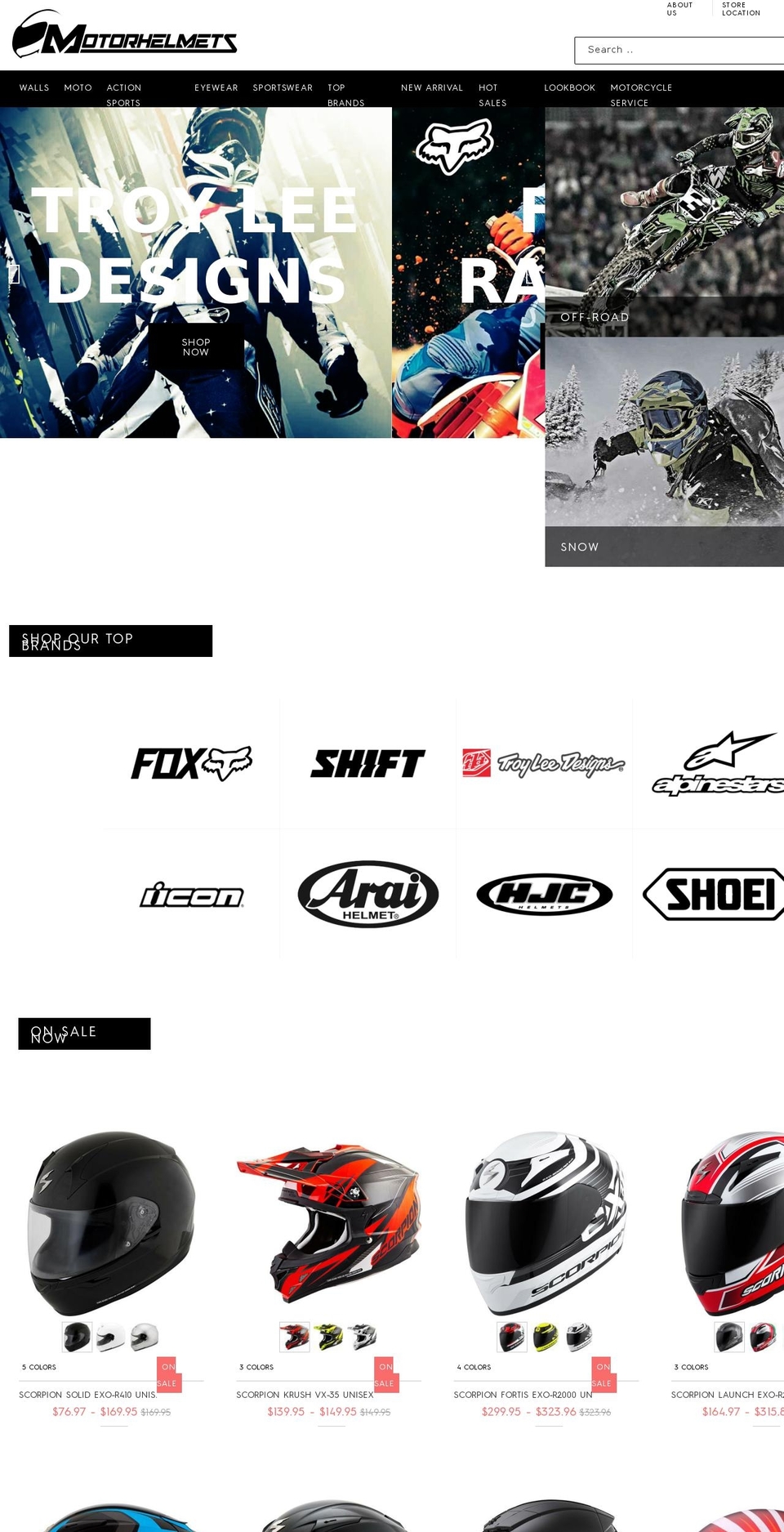 motorhelmets.com shopify website screenshot