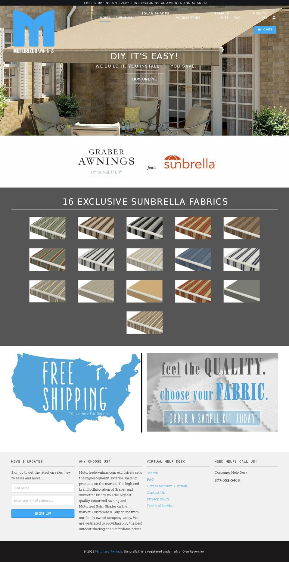 motorizedawnings.com shopify website screenshot