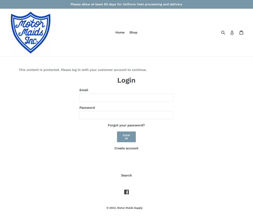 motormaidssupply.org shopify website screenshot