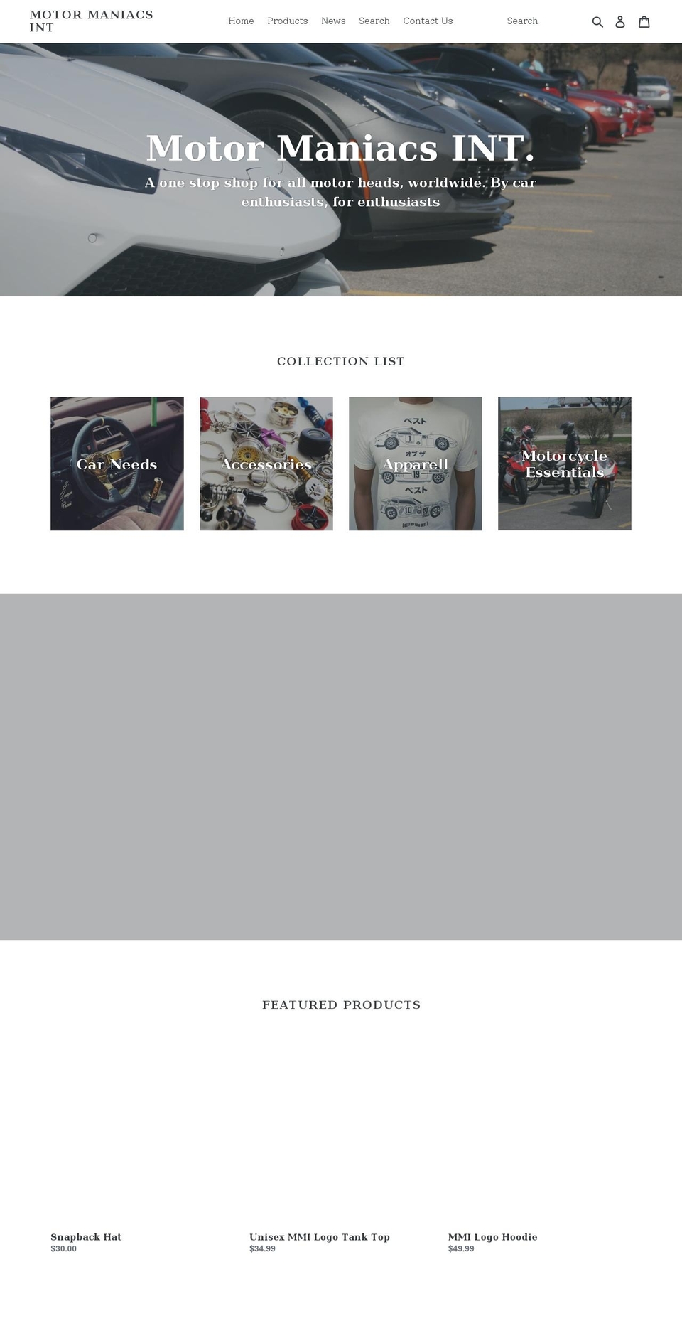 motormaniacsint.com — Shopify storefront screenshot