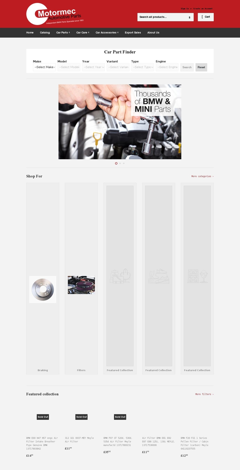 motormec.co.uk shopify website screenshot