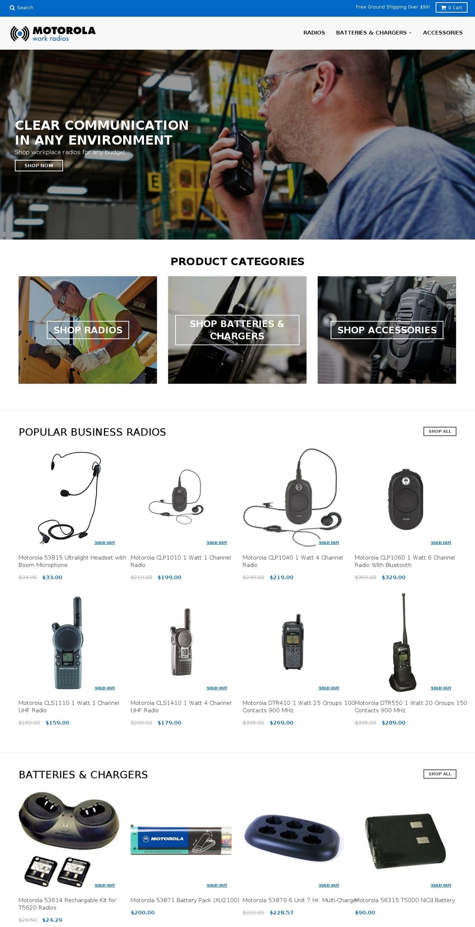 motorolaworkradios.com — Shopify storefront screenshot