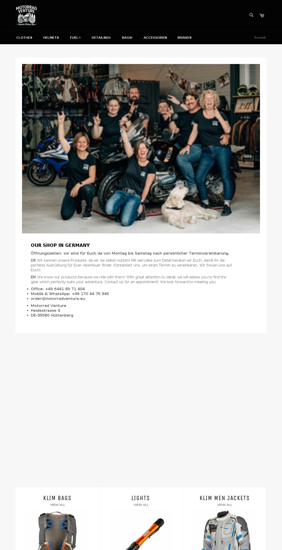 motorradventure.shop shopify website screenshot
