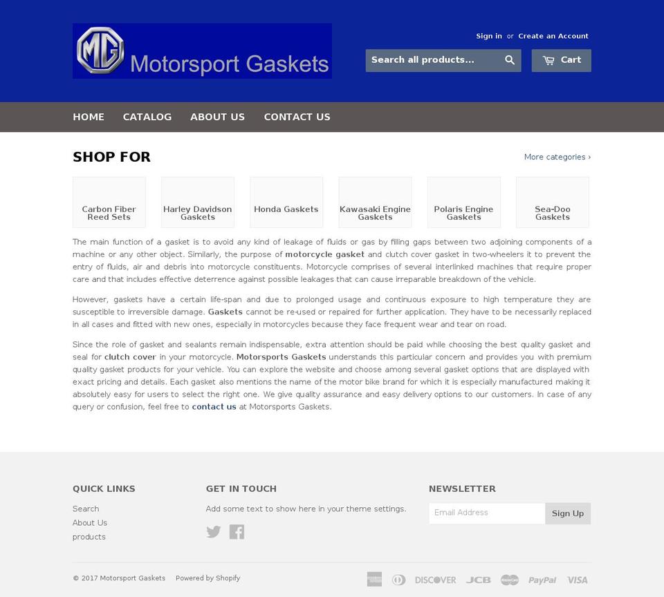 motorsportgaskets.com shopify website screenshot