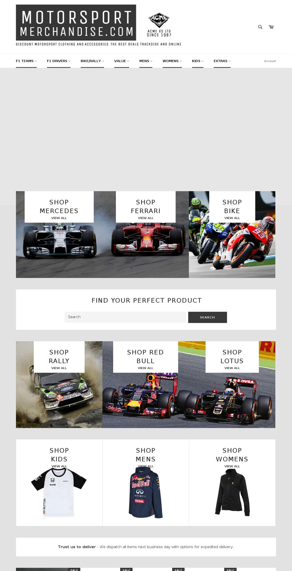 motorsportmerchandise.com shopify website screenshot