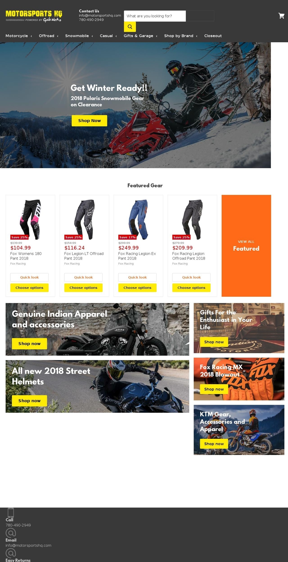 motorsportshq.com shopify website screenshot