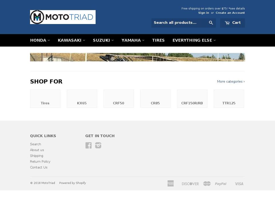 mototriad.com — Shopify storefront screenshot