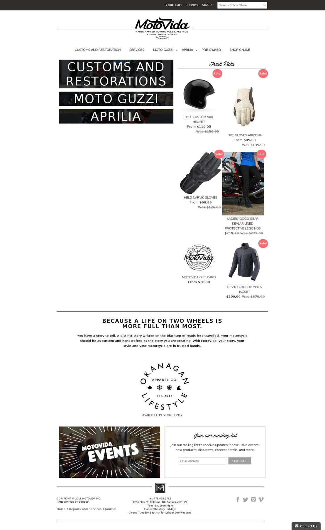 motovida.ca shopify website screenshot
