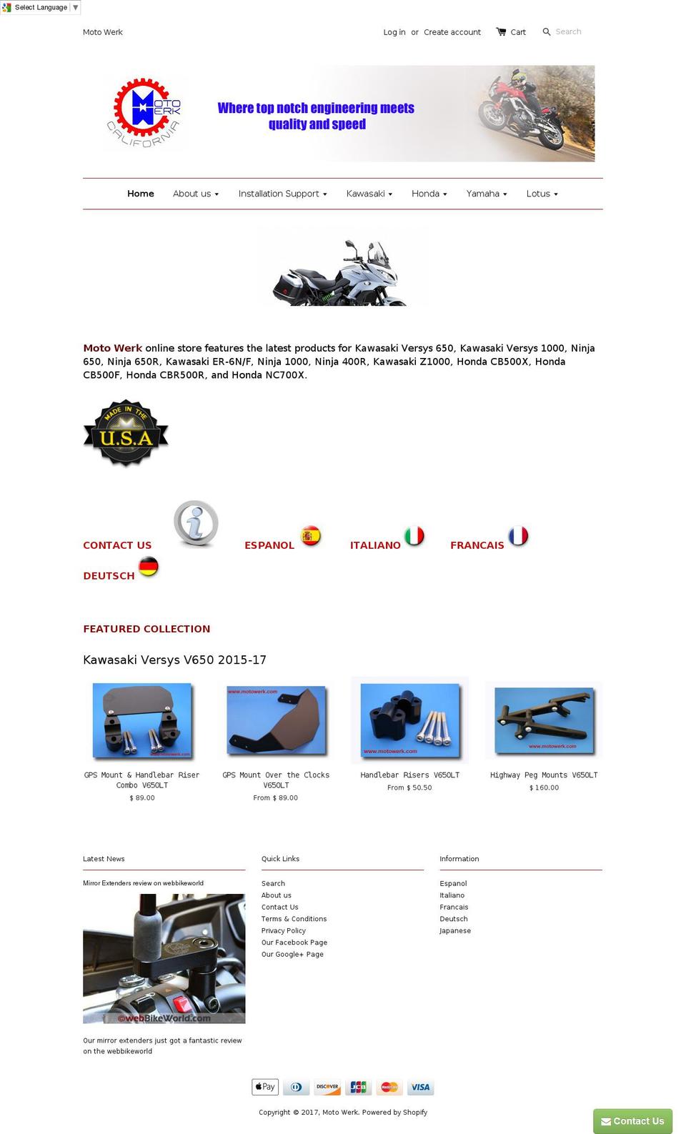 motowerk.com shopify website screenshot