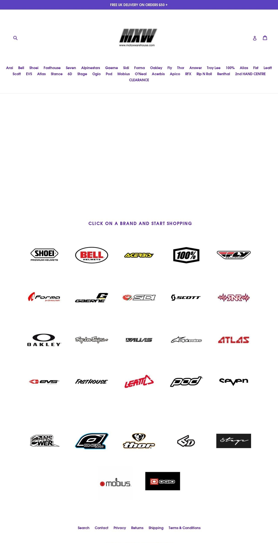 motoxwarehouse.com — Shopify storefront screenshot