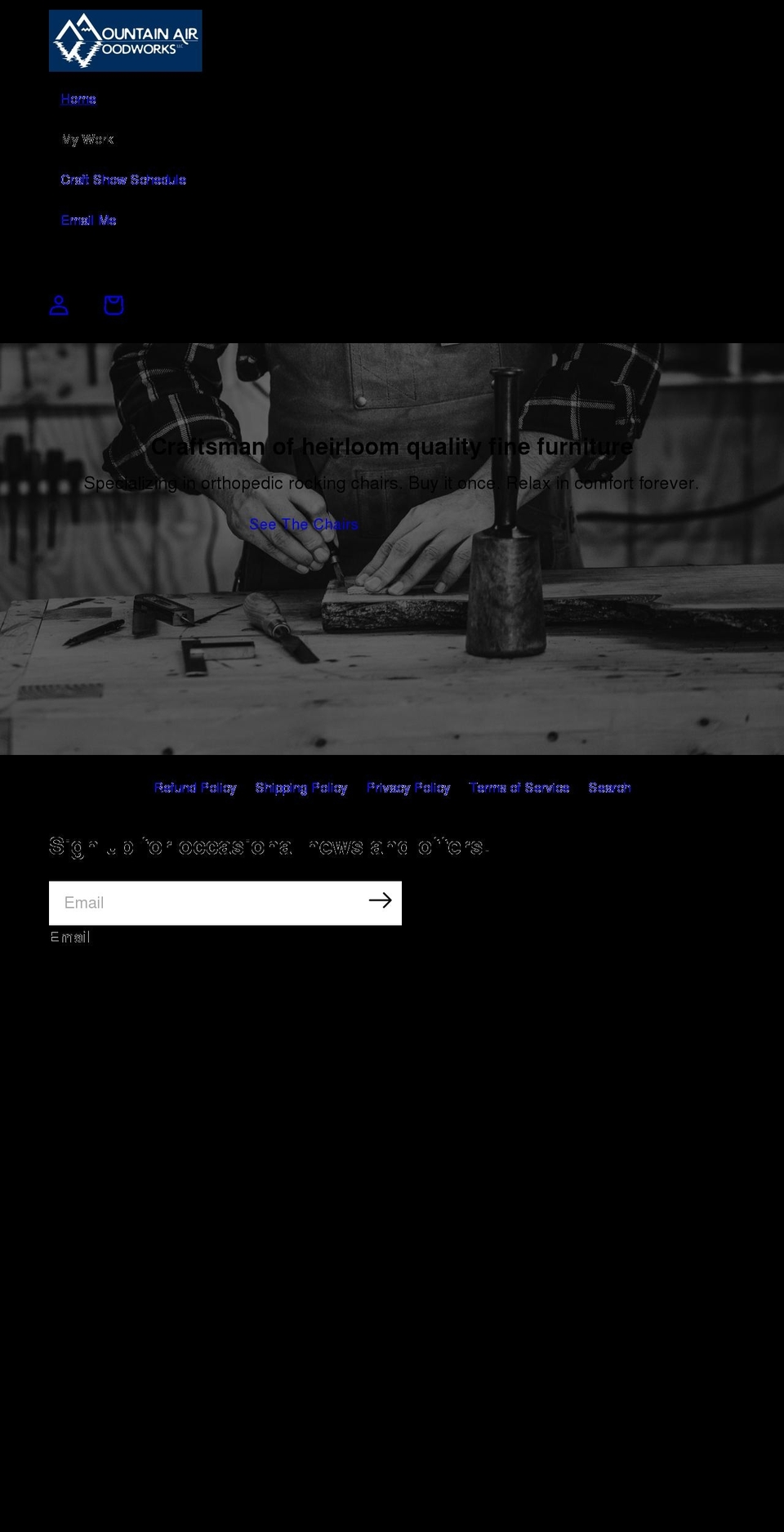 mountainairwoodworks.com shopify website screenshot