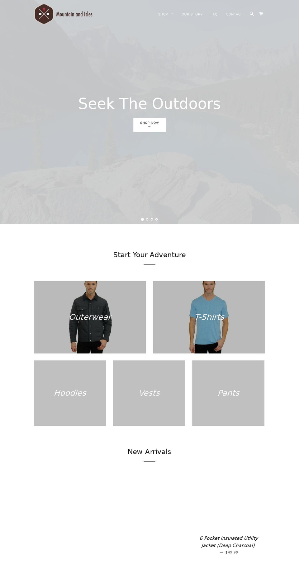 mountainandisles.com — Shopify storefront screenshot