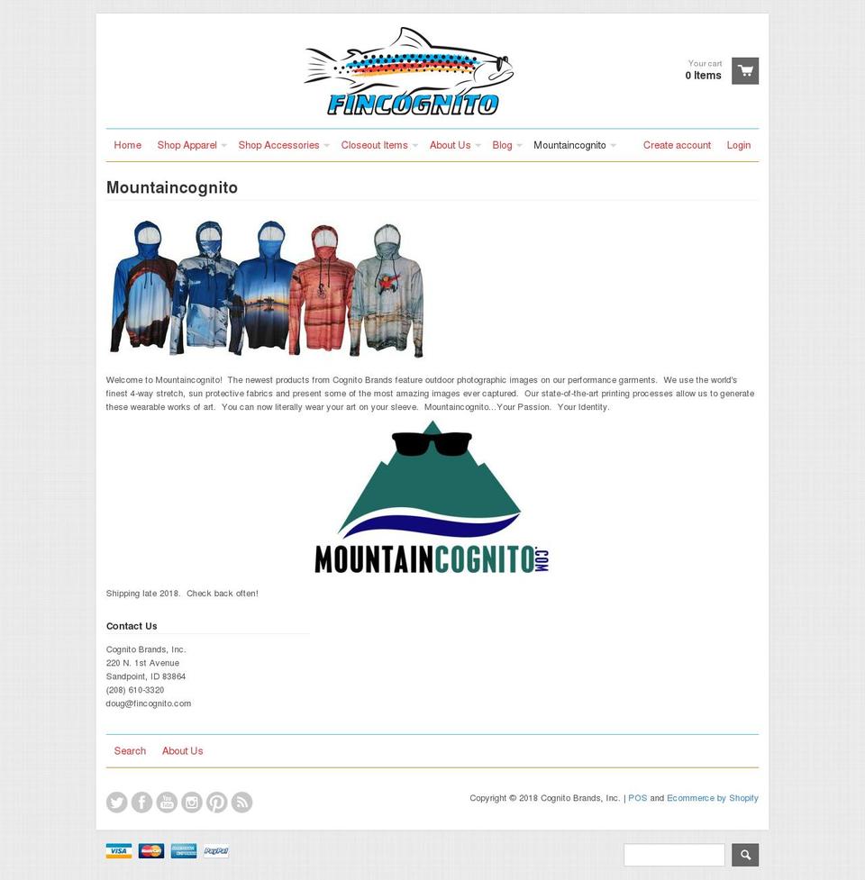 mountaincognito.com — Shopify storefront screenshot