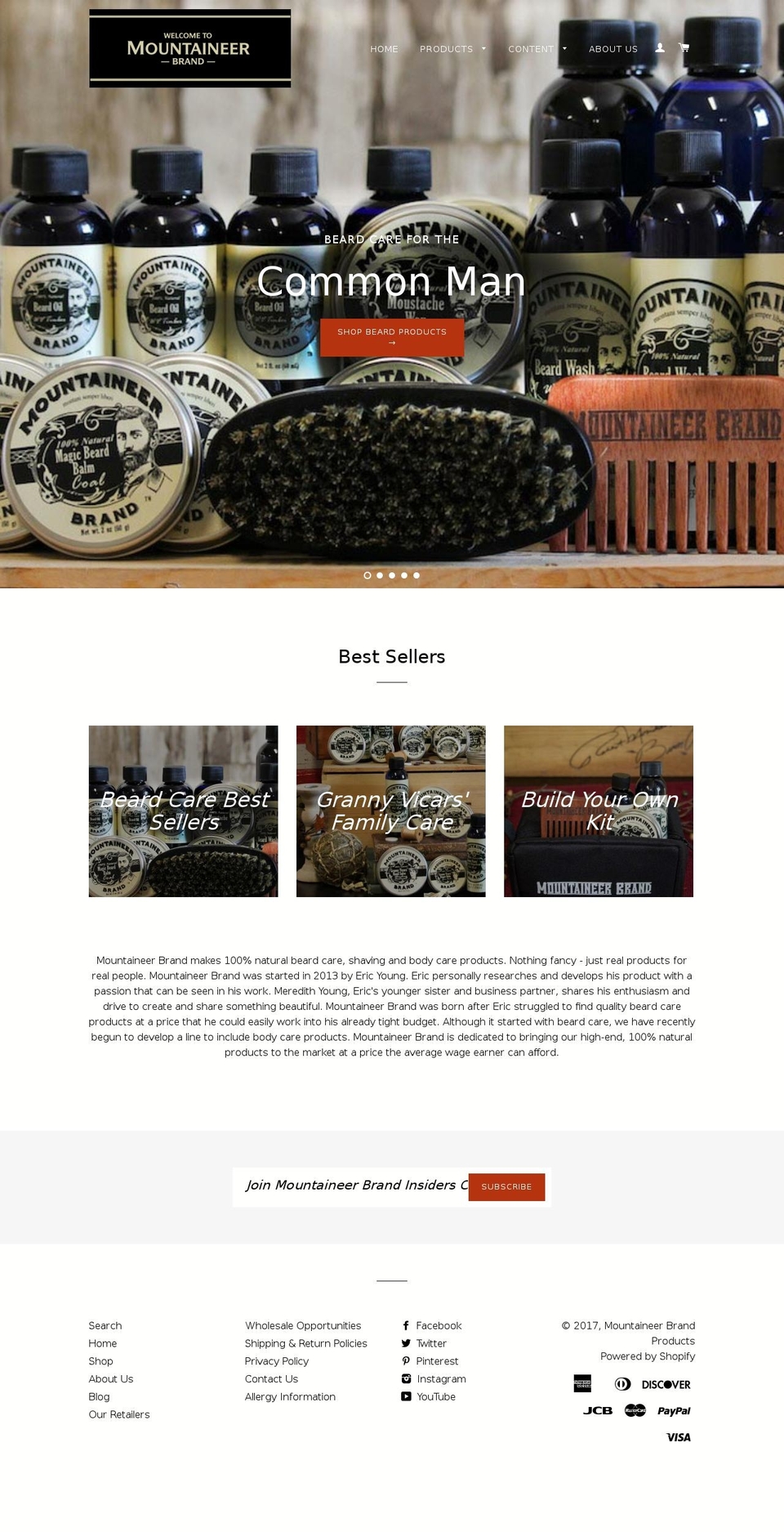 mountaineerbrand.com shopify website screenshot