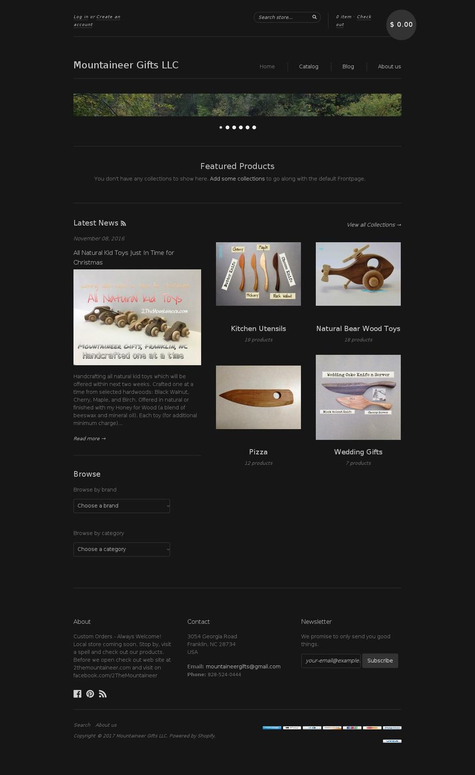 mountaineergifts.com shopify website screenshot