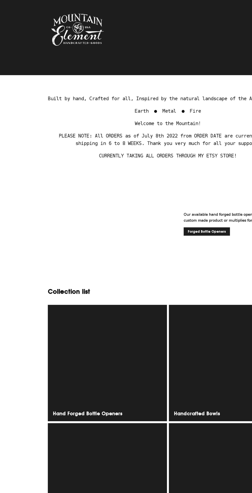mountainelement.com shopify website screenshot