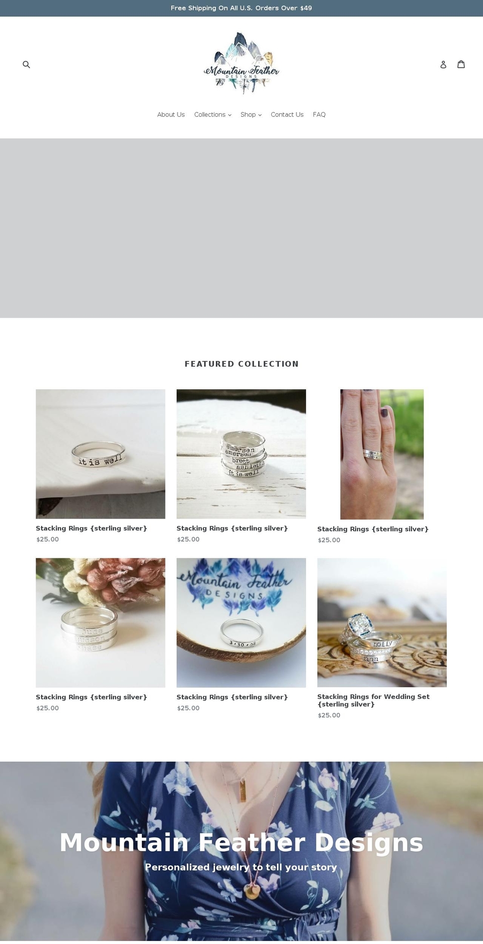 mountainfeatherdesigns.com shopify website screenshot