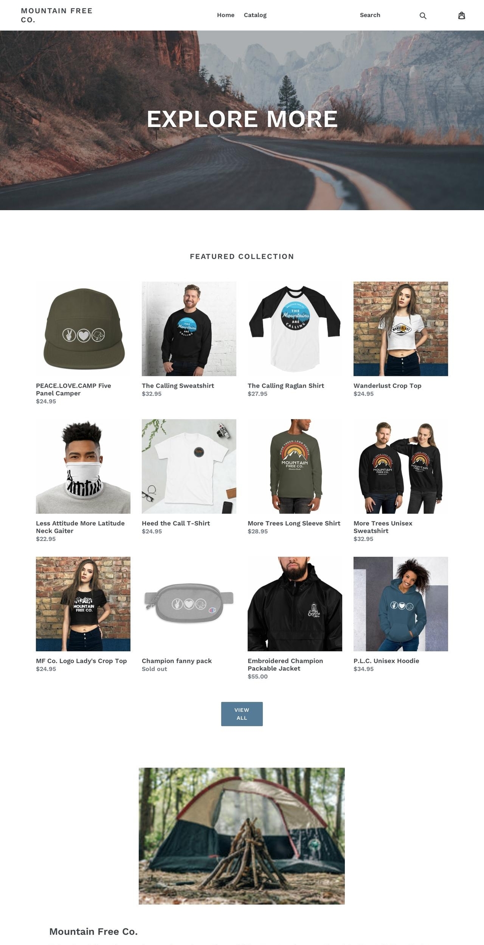 mountainfreeco.com shopify website screenshot