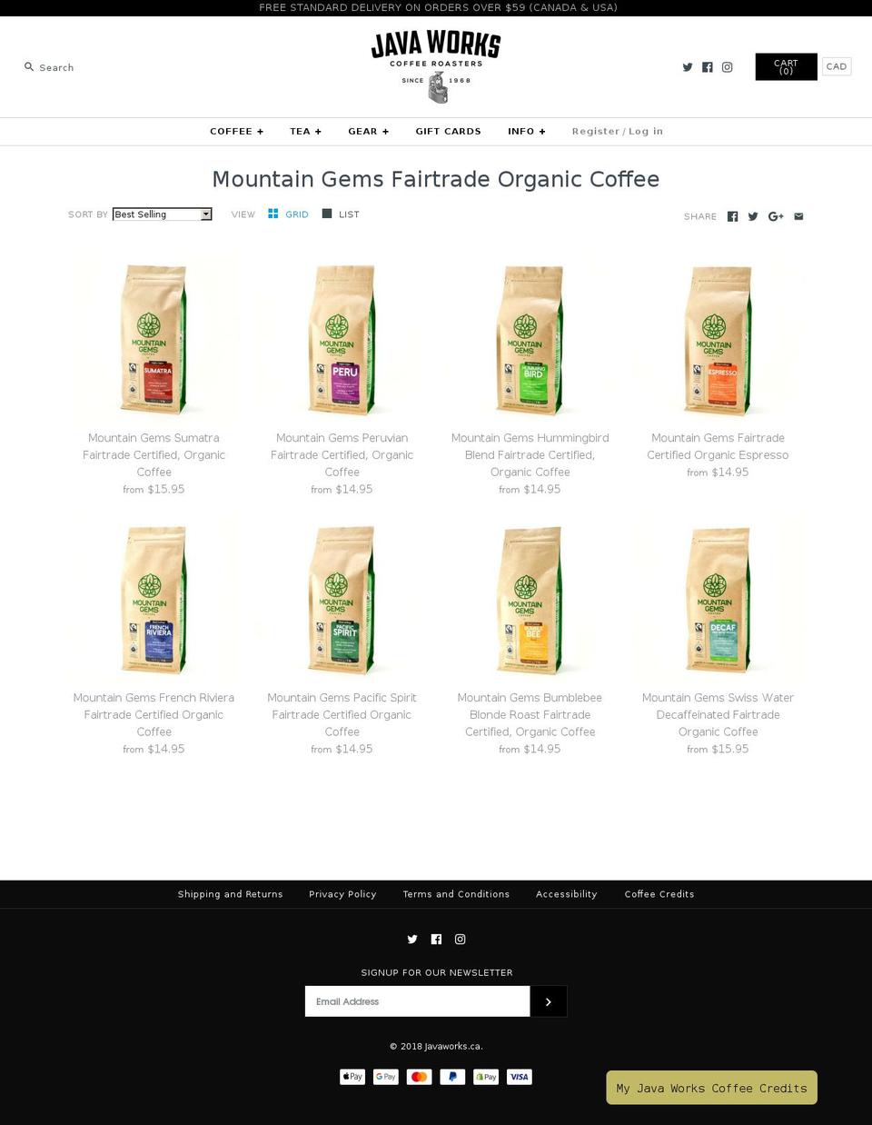 mountaingemscoffee.ca shopify website screenshot